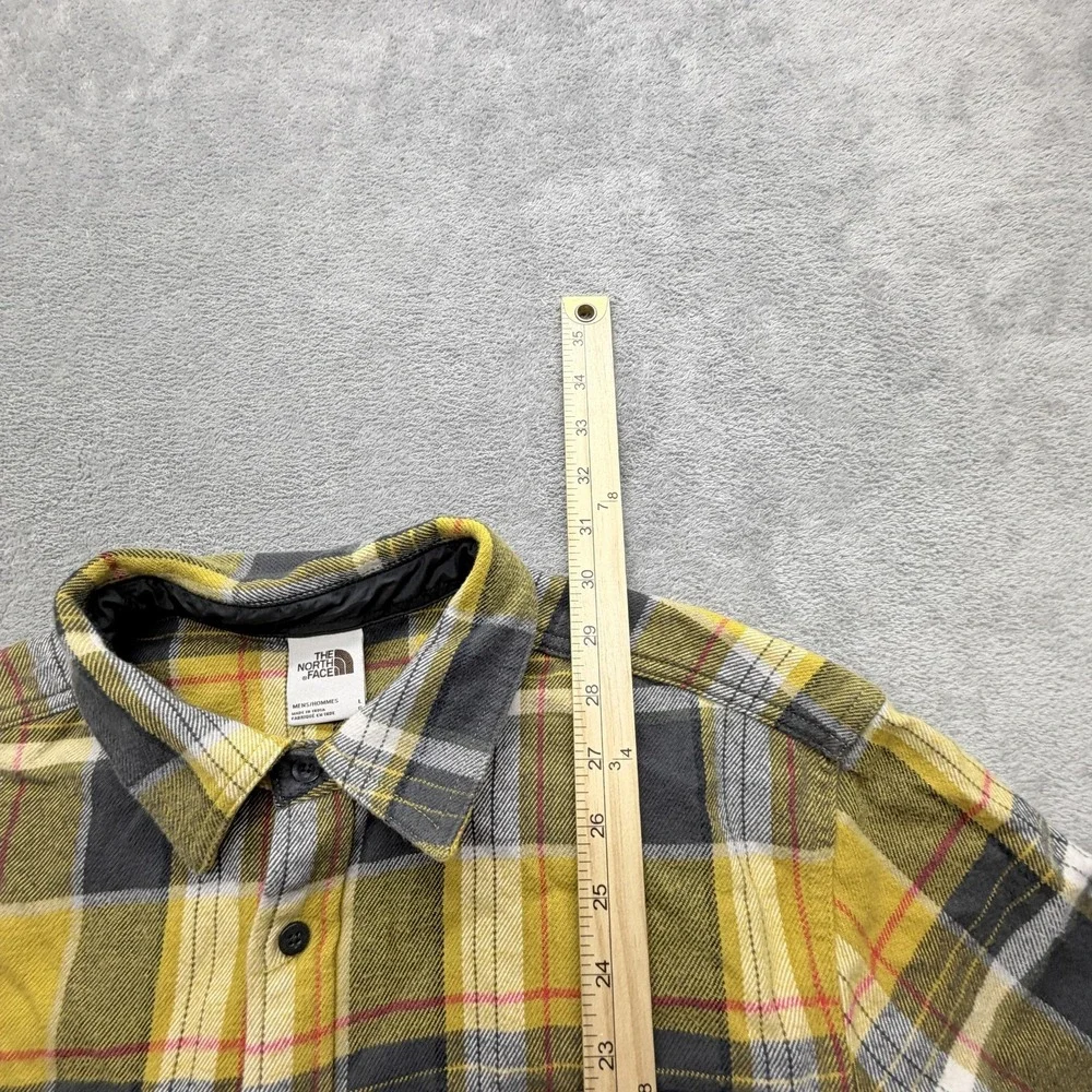The North Face Shirt Mens L Yellow Plaid Long Sleeve Button Up Flannel Collared